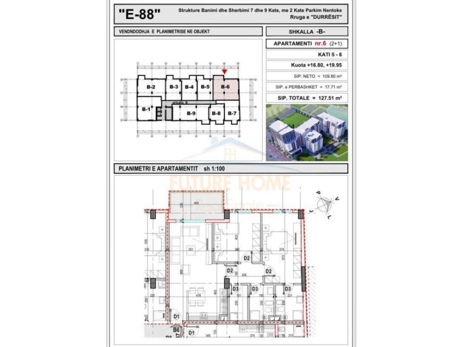 Shitet, Apartament 2+1+2, Kompleksi E-88 , Laprakë.