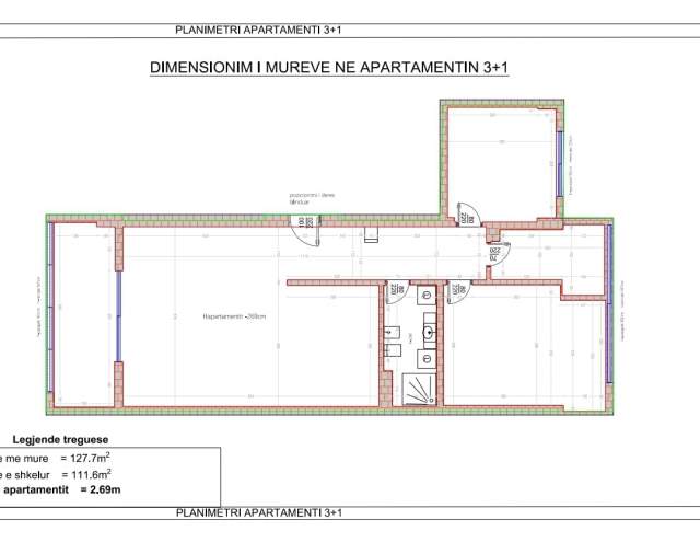 Tirane, jap me qera apartament 2+1+BLK Kati 3, 124 m² 650 Euro (siper bankes Credins, Komuna e Parisit)