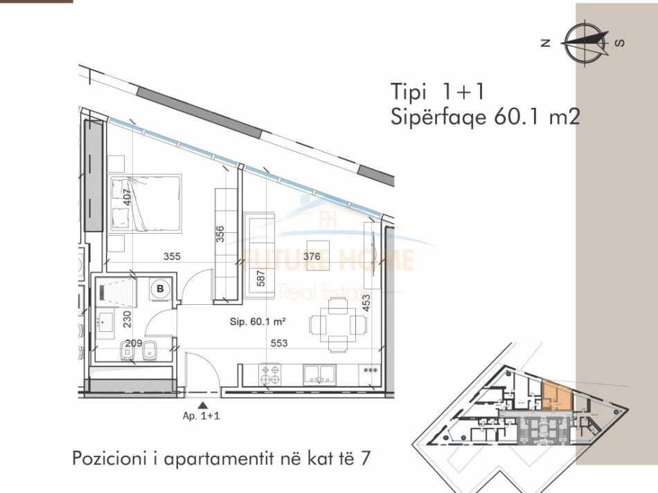Shitet, Apartament 1+1, Tirana Tower, Pocelan