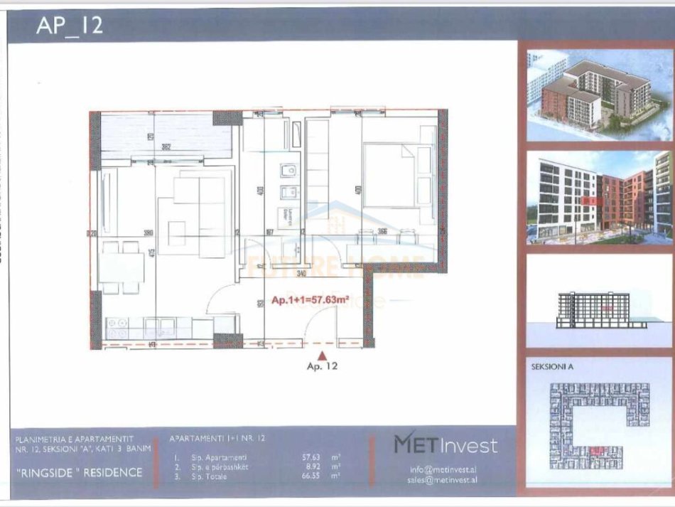 Tirane, shitet 1+1+Ballkon Kati 3, 58 m² 64.000 € (Paskuqan)