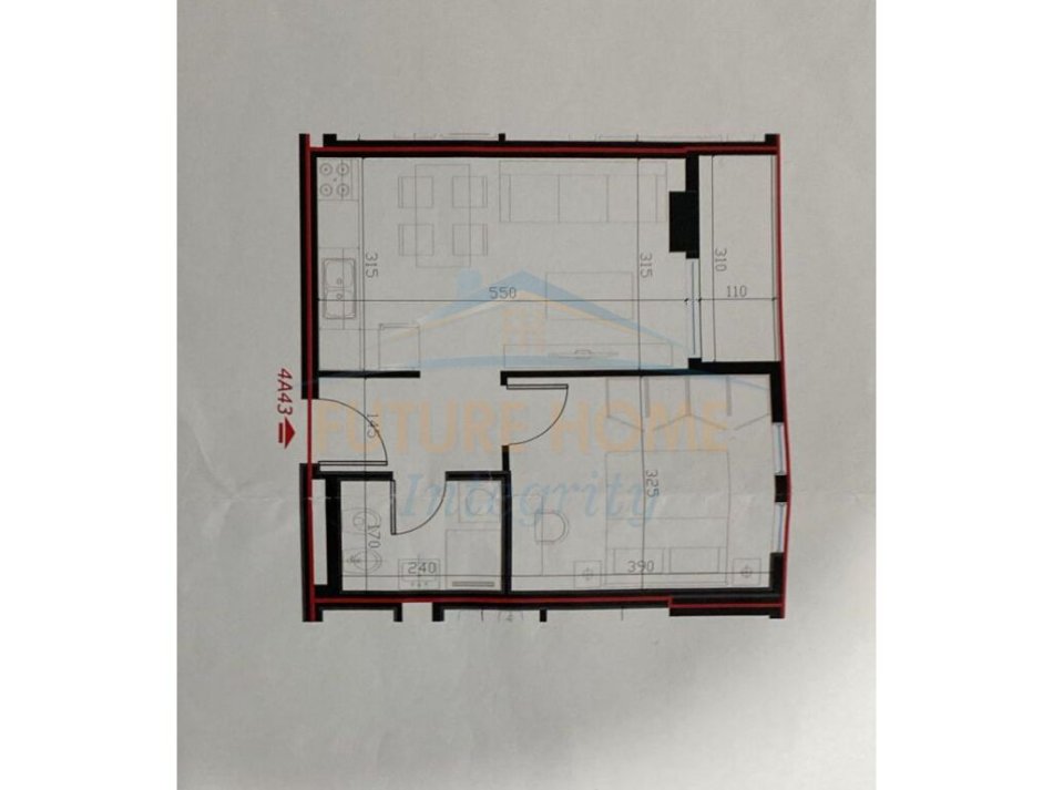 Tirane, shitet apartament 1+1+Ballkon, Kati 4, 55 m² 55,900 € (Kompleksi Univers City)