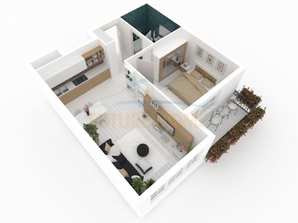Tirane, jepet me qera apartament 1+1 Kati 4, 75 m² 400 € (Oxhaku)
