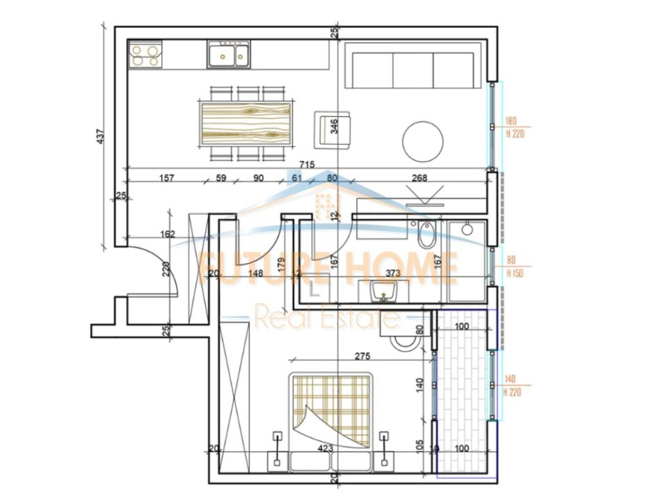 Tirane, shes apartament 1+1+Ballkon Kati 1, 71 m² 85.500 € (paskuqan)
