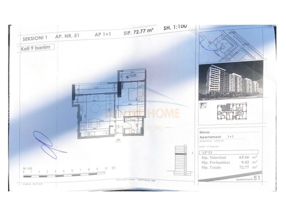Tirane, shitet apartament 1+1 Kati 9, 73 m² 105.000 € (Amerikan 3)