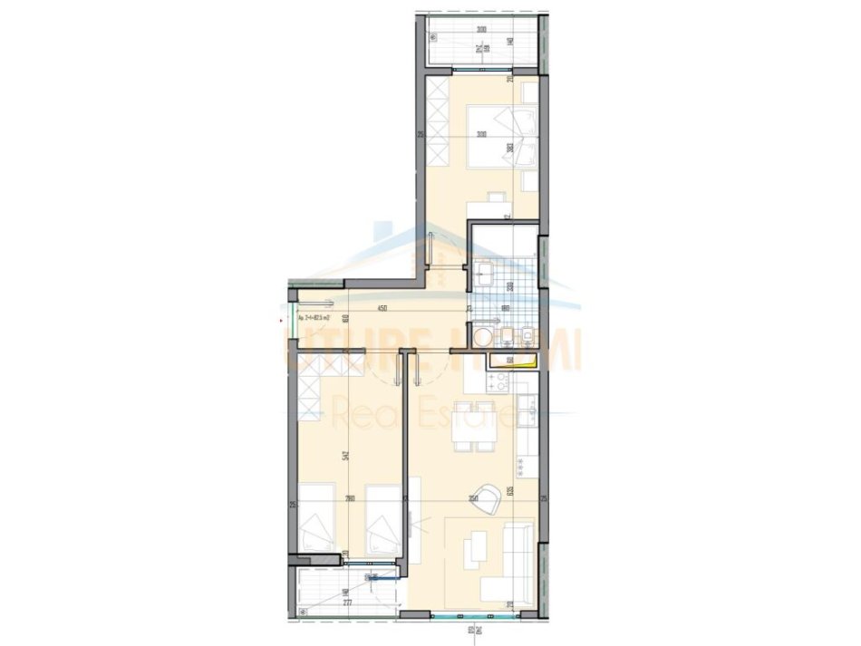 Tirane, shitet apartament 2+1+Ballkon Kati 4, 95 m² 102.900 € (Univers City)