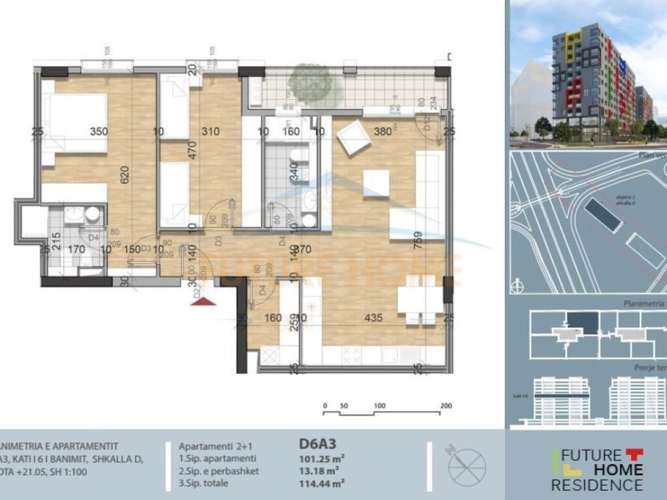Tirane, shitet apartament 2+1 Kati 6, 114 m² 194.548 € (UNAZA E RE)