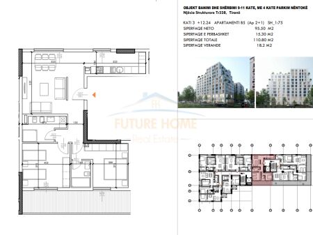 Tirane, shitet apartament 2+1 Kati 3, 120 m² 300.000 € (Rruga Sulejman Delvina, Tirane, AREA43079)