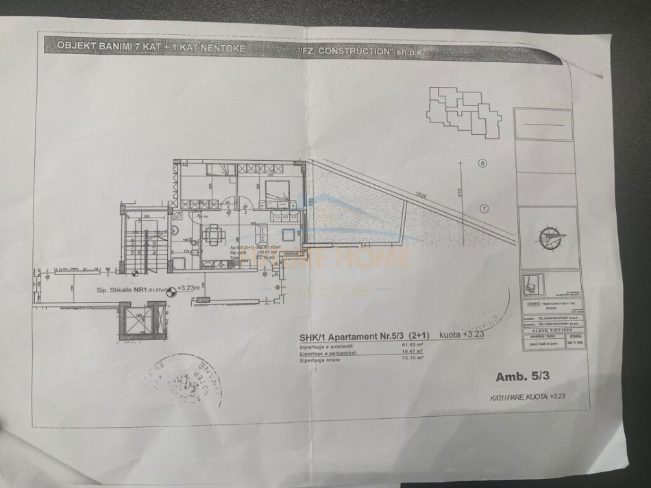 Tirane, shitet apartament 2+1+Ballkon Kati 3, 72 m² 1.400.000 € (Liqeni i thate)