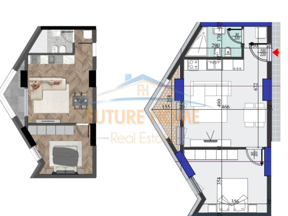 Tirane, shitet apartament 1+1+Ballkon Kati 3, 136.000 m² 136.000 € (LAPRAKE)