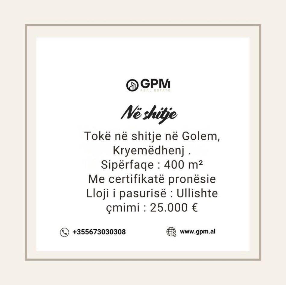 Golem, shitet toke , 400 m² (Golem , Kryemedhenj)