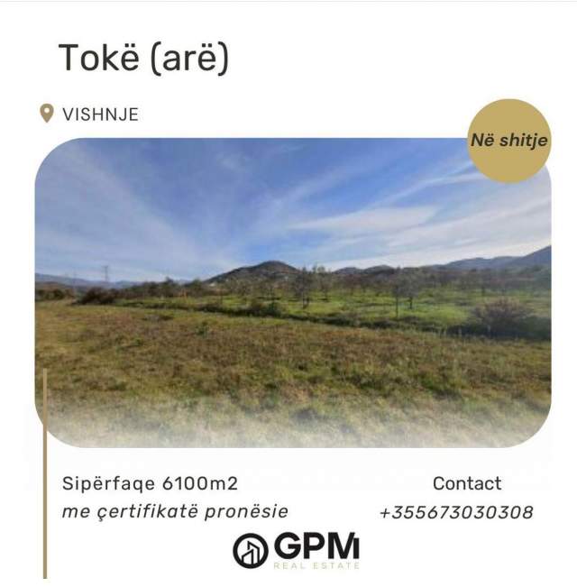 Tirane, shes toke 6.100 m² 190.000 Euro ne Vishnje