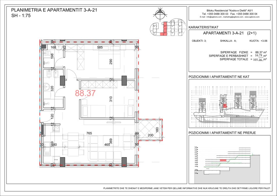 Shitet, Apartament 2+1, Rezidenca Kodra e Diellit,  Tirane
