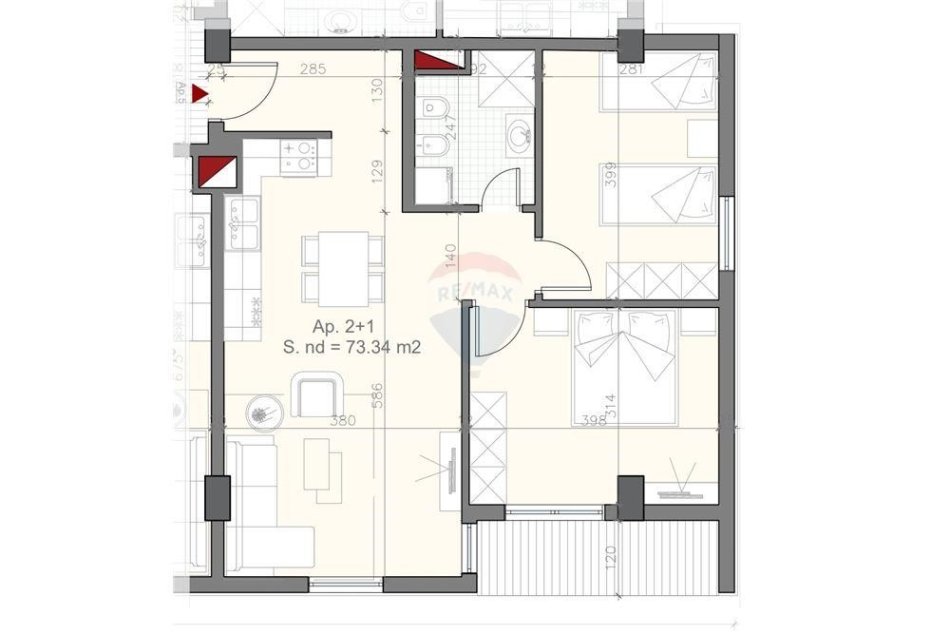 Tirane, shitet apartament 2+1 Kati 8, 84 m² 97.000 € (autostrade tirane durres)