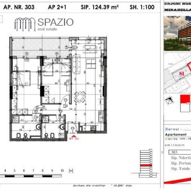 Tirane, shitet apartament 2+1+BLK Kati 2, 100 m² 900 Euro/m2 (Rruga Kujtim Laro)
