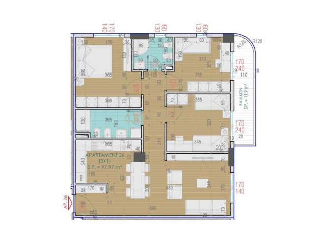 Shqiperi, jepet me qera apartament Kati 7, 113 m² 400 Euro (ASTIR)