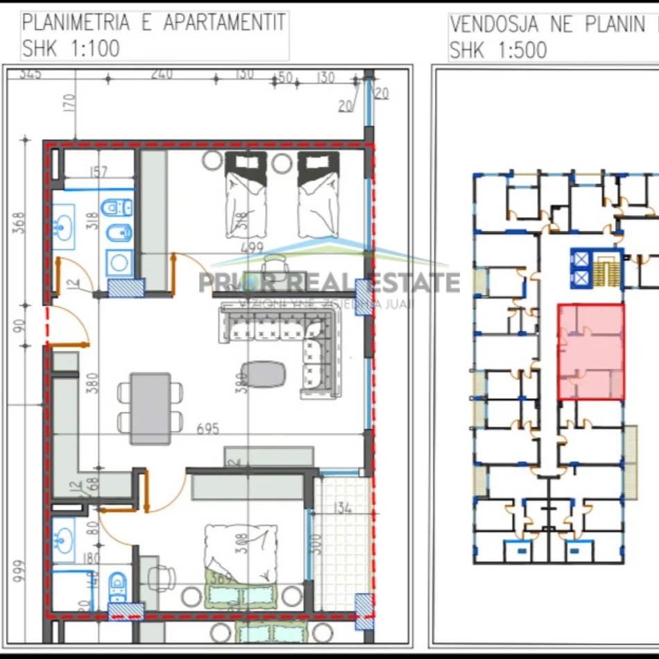 Tirane, shes apartament 2+1 Kati 6, 90 m² 103.500 € (Paskuqan)