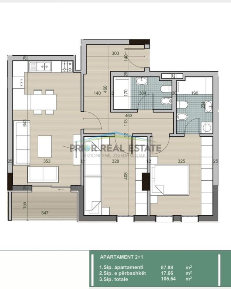 Tirane, shitet apartament 2+1+Ballkon Kati 1, 106 m² 102.900 € (Univers City Residence)