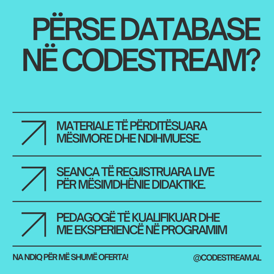 Database në MySQL Server ose SQL Server!