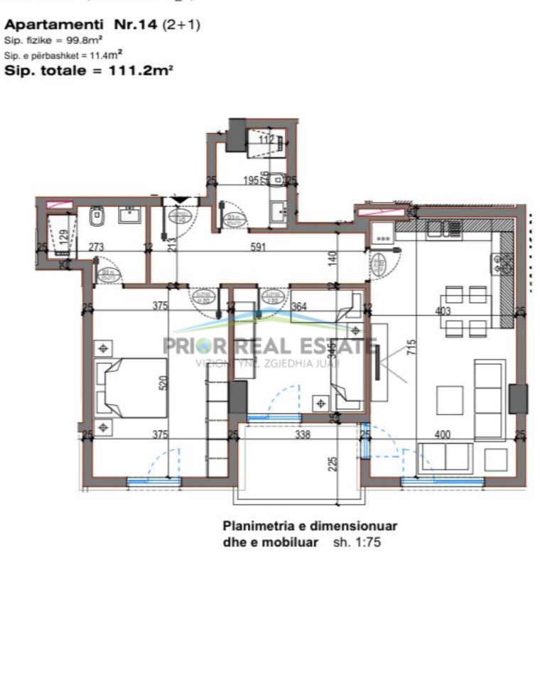 Tirane, shitet apartament 2+1+Ballkon Kati 3, 111 m² 99.000 € (Bulevardi Nene Tereza)
