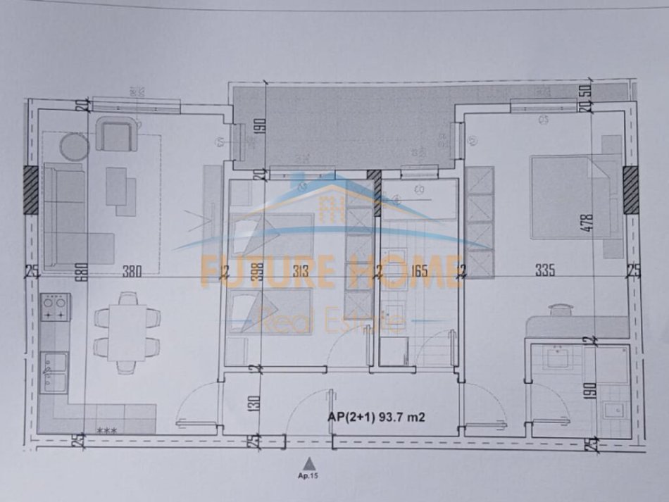 Tirane, shitet apartament 2+1+Ballkon Kati 3, 110 m² 105.000 € (Kamez)