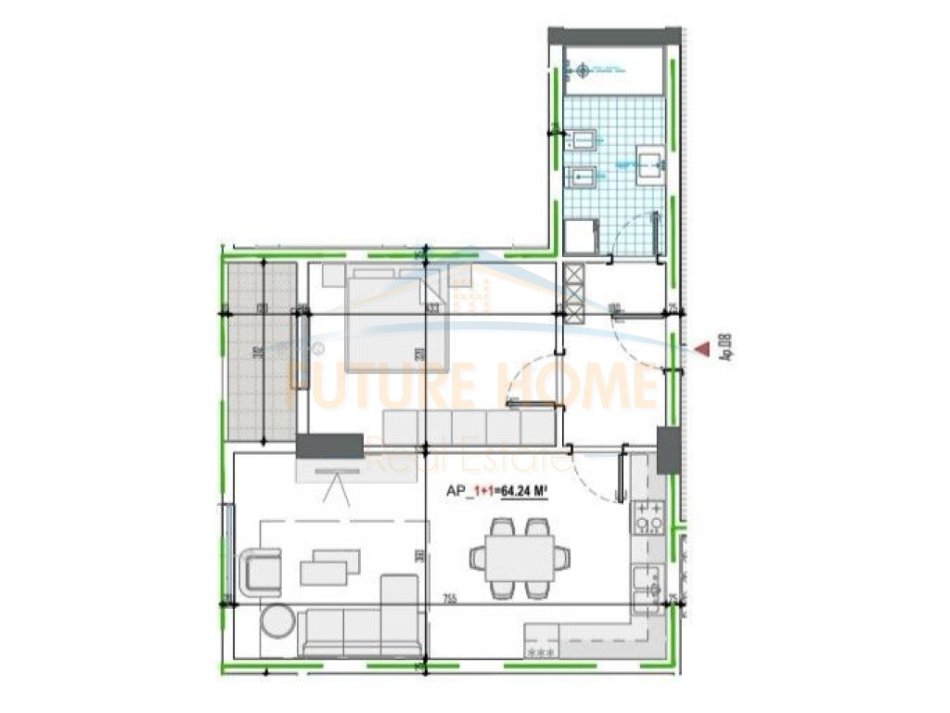 Tirane, shes apartament 1+1+Ballkon Kati 1, 75 m² 70.650 € (Paskuqan)