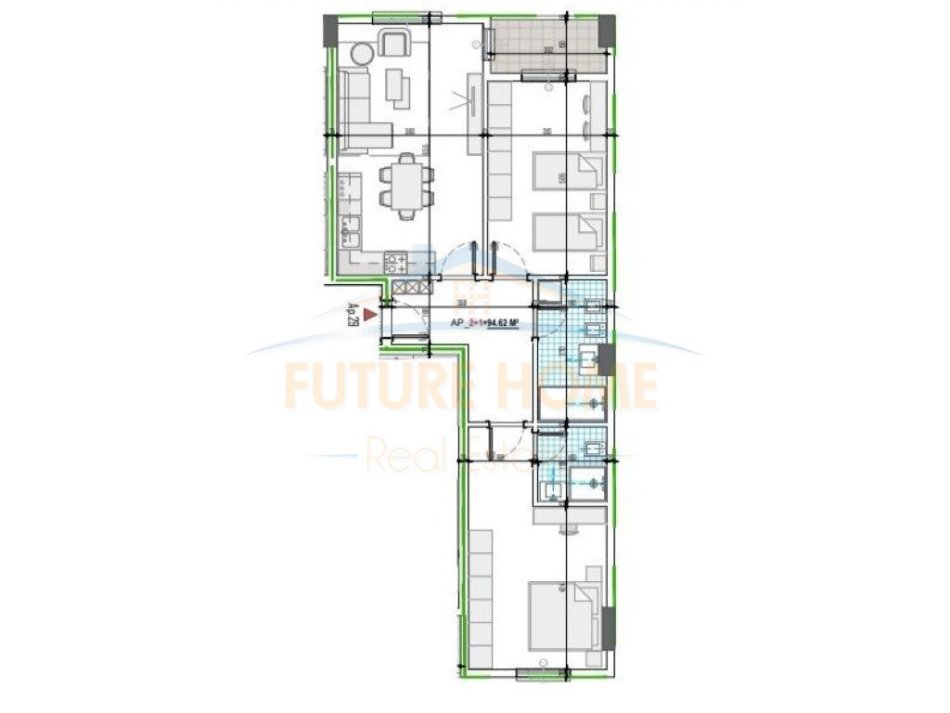 Tirane, shes 2+1+Ballkon Kati 4, 111 m² 104000 € (Paskuqan)