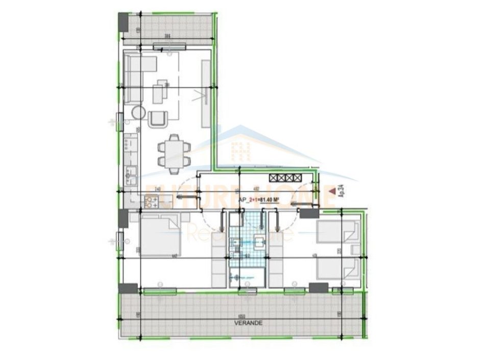 Tirane, shitet apartament 2+1 Kati 5, 96 m² 99.500 € (Urban&#039;&#039; Residence, Paskuqan, Tiranë)
