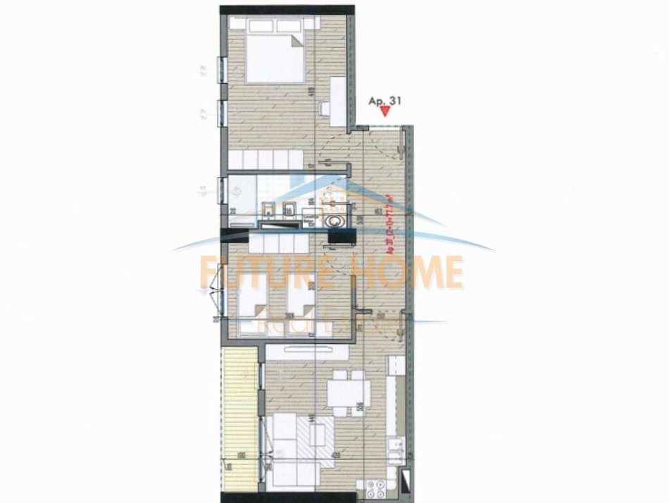 Tirane, shitet apartament 2+1+Ballkon Kati 4, 91 m² 83.500 € (UniversCity)