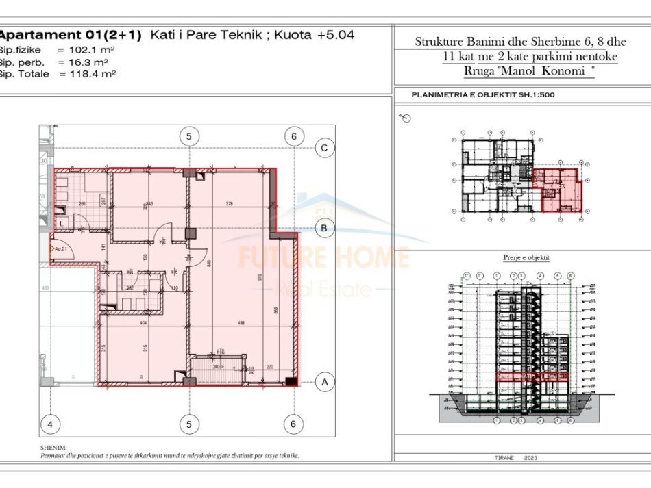 Tirane, shitet apartament 2+1+Ballkon Kati 1, 118 m² 272.320 € (Rruga Hoxha Tahsim)