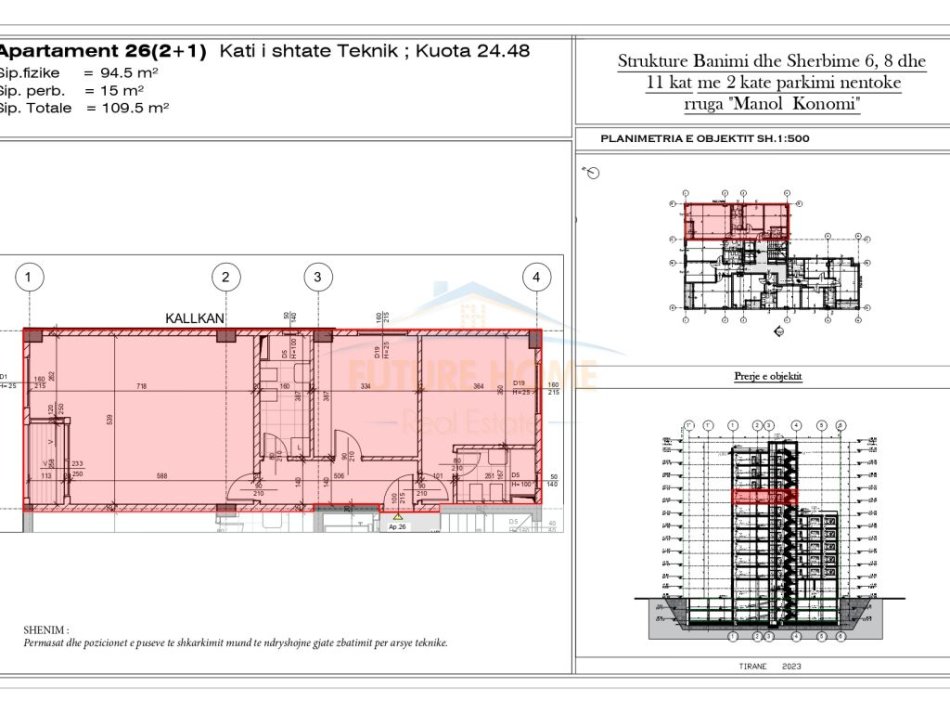 Tirane, shitet apartament 2+1+Ballkon Kati 7, 110 m² 262.800 € (Pazari i Ri)