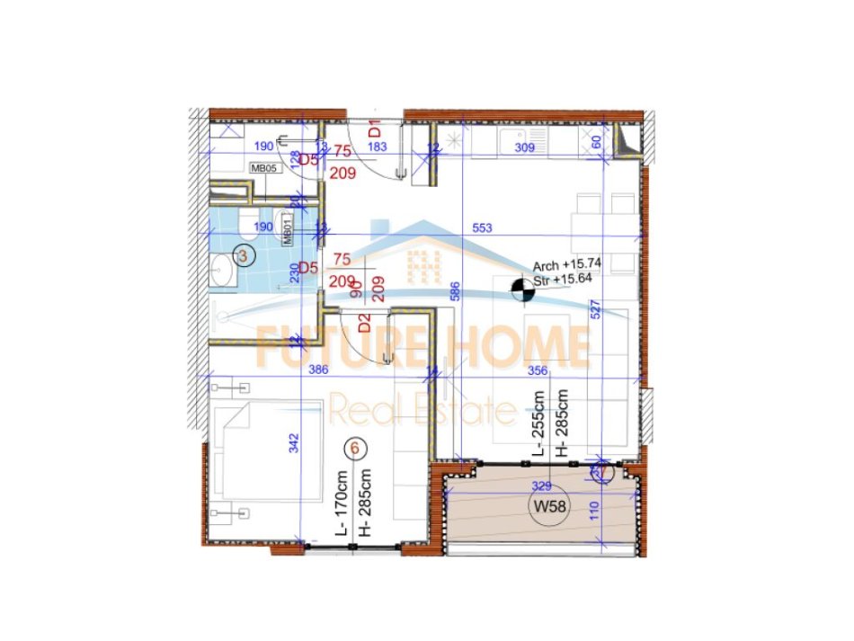 Tirane, shitet apartament 1+1+Ballkon Kati 4, 73 m² 123.500 € (Bulevardi Bajram Curri)
