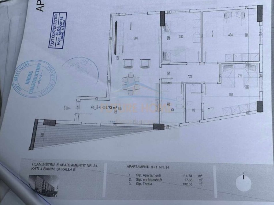 Tirane, shitet apartament 3+1+Ballkon Kati 4, 114 m² 125.400 € (PASKUQAN)