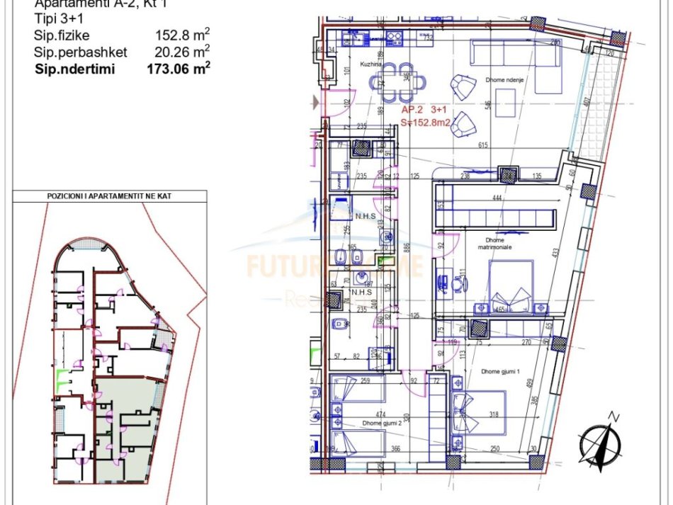 Tirane, shitet apartament 3+1+Ballkon Kati 1, 173 m² 276.896 € (TREGU ELEKTRIK)