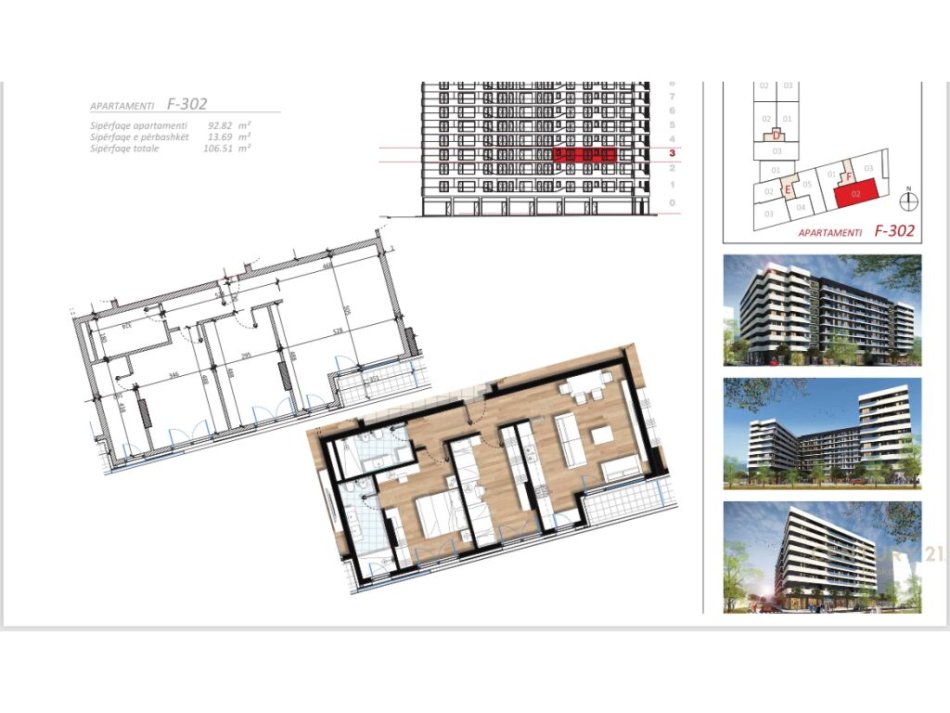Tirane, shitet apartament 2+1 Kati 3, 107 m² 165.000 € (Don Bosko, prane Fiori di Bosko)