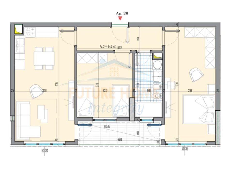 Tirane, shitet apartament 2+1 Kati 5, 96 m² 96.540 € (Kompleksi Univers City)
