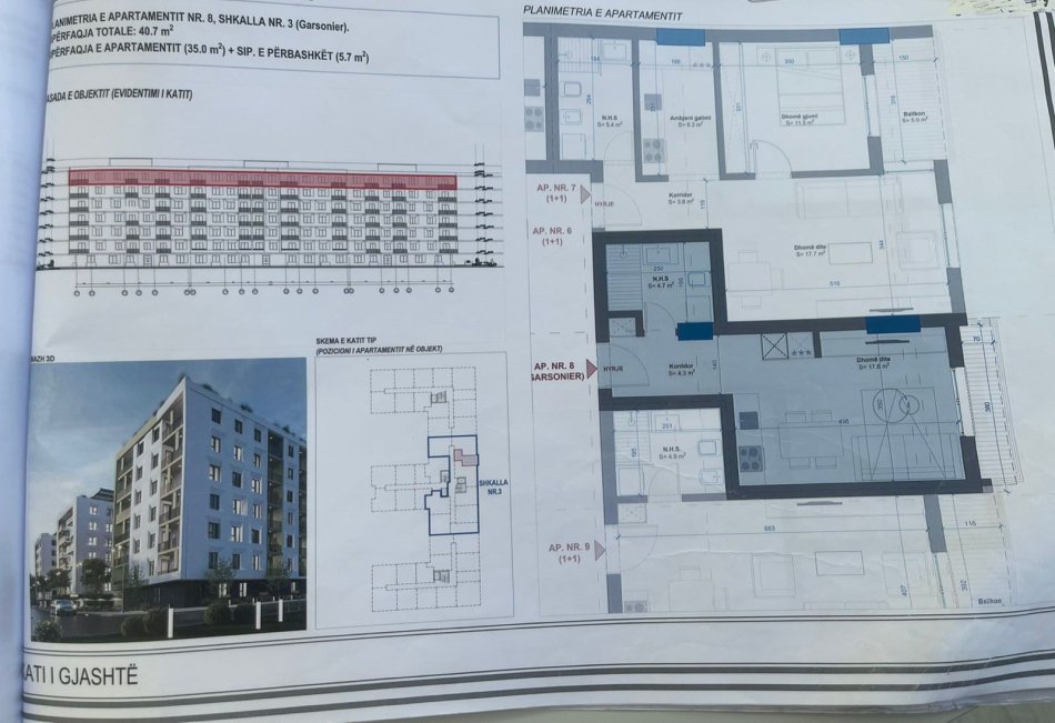 Durres, shitet apartament 1+1 Kati 6, 41 m² 44.770 € (Golem)