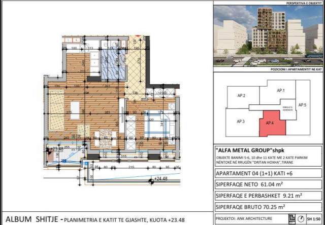 Tirane, shitet apartament 1+1 Kati 6, 70 m² 109000Euro (RRuga Dritan Hoxha)