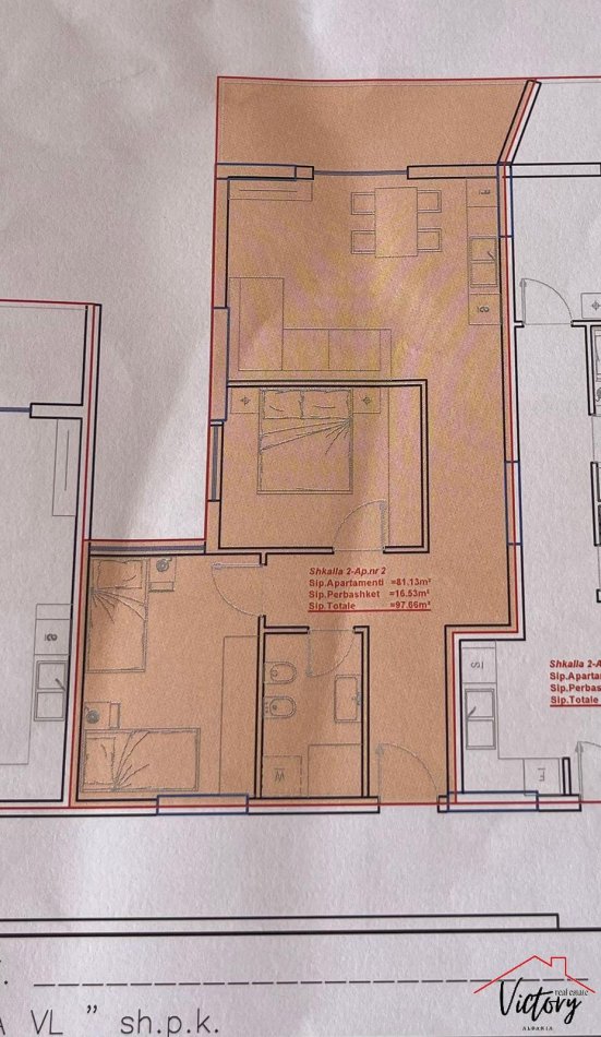 APARTAMENT 2+1 PER SHITJE NE VLORE  ME PAMJE NGA DETI.
