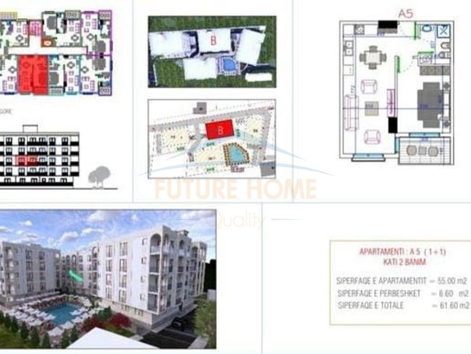 Durres, shitet apartament 1+1+Aneks+Ballkon Kati 2, 62 m² 72.500 € (Golem)