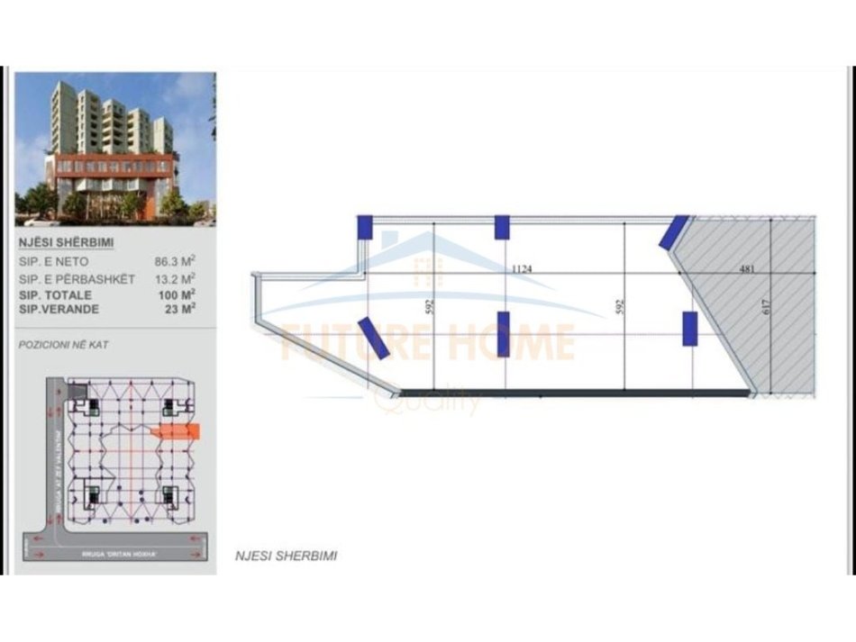Tirane, shitet ambjent biznesi Kati 0, 123 m² 485.850 € (Rruga Dritan Hoxha, Tirane)