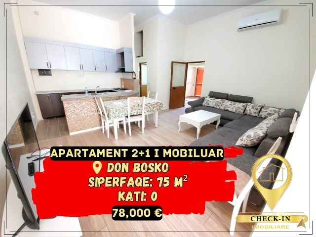 Tirane, shitet apartament 2+1 75 m² 78.000 Euro (Don Bosko)