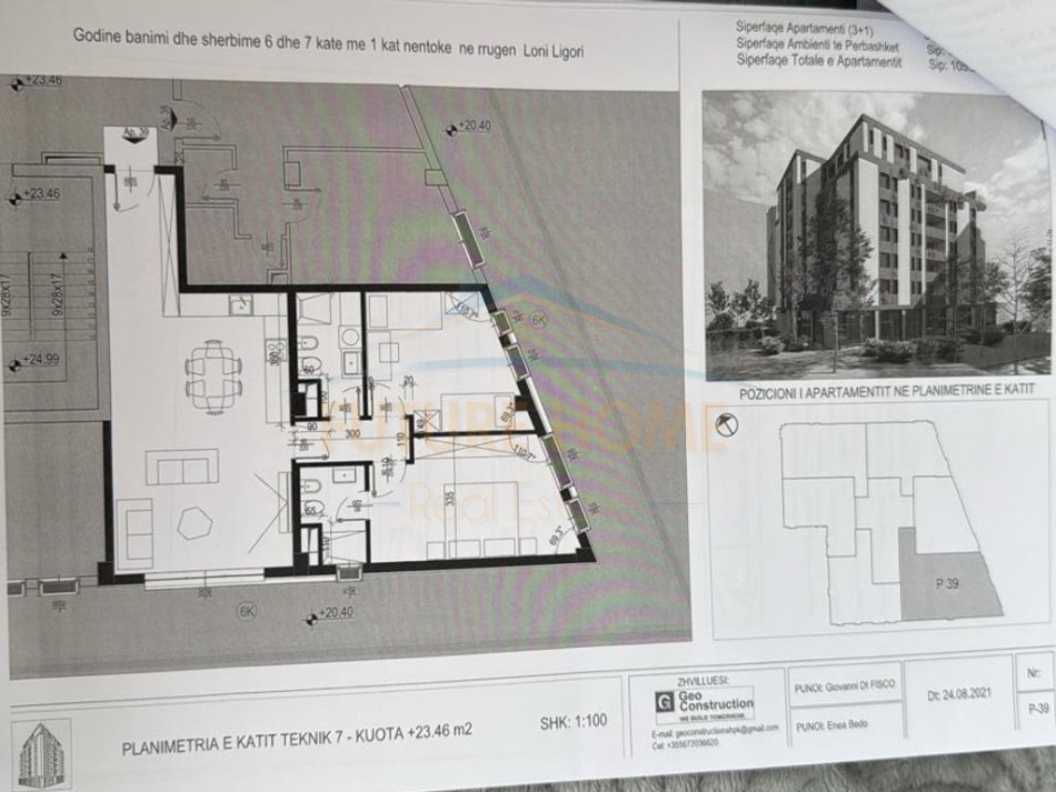 Tirane, shitet apartament 2+1 Kati 7, 105 m² 157.920 € (Loni Ligori)