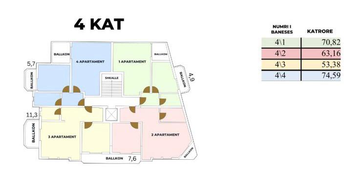 Durres, shitet apartament 2+1 Kati 3, 75 m² (Ne Durres 3 min larg plazhit)