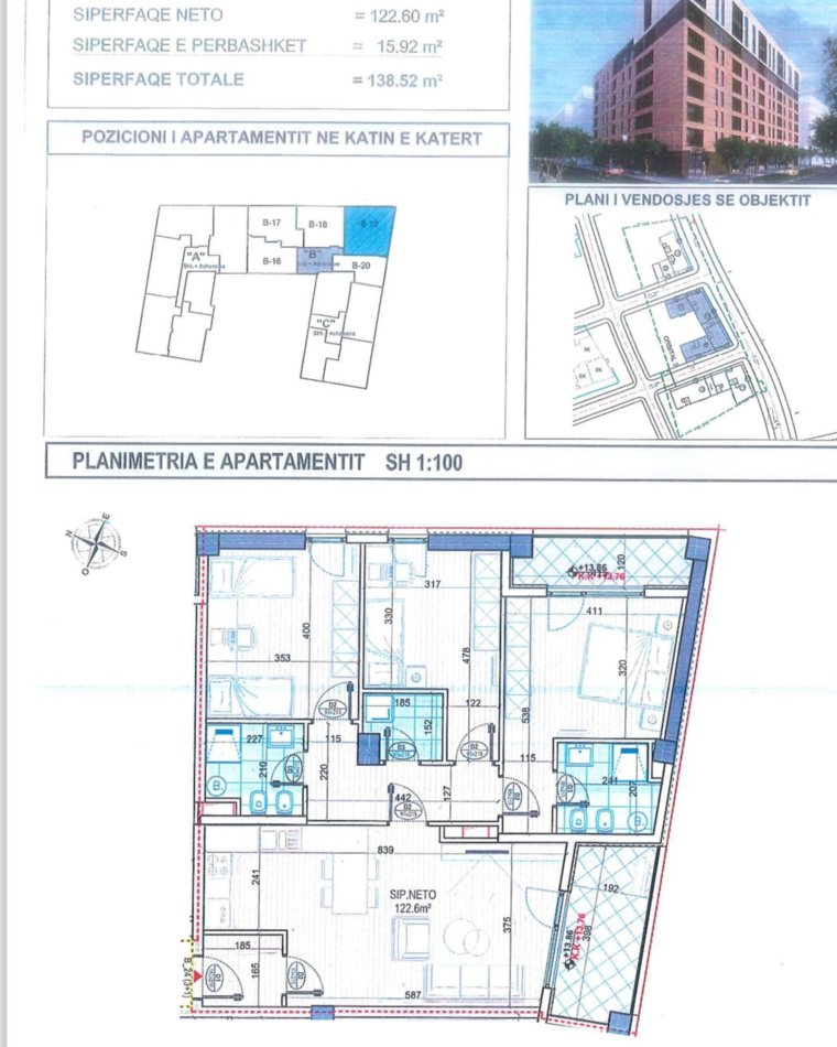 Tirane, shitet apartament 3+1+Ballkon Kati 4, 139 m² 208.000 € (Bulevardi i Ri)