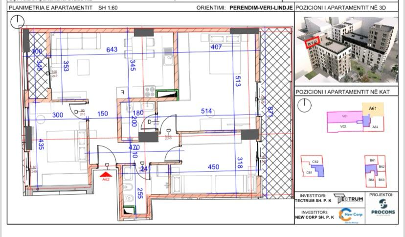 Tirane, shitet apartament 3+1, Kati 6, 142 m² 407,860 € 