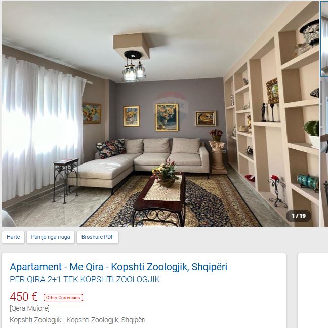 Tirane, jepet me qera 2+1 Kati 2, 100 m² 450 € (KOPSHTI ZOOLOGJIK)