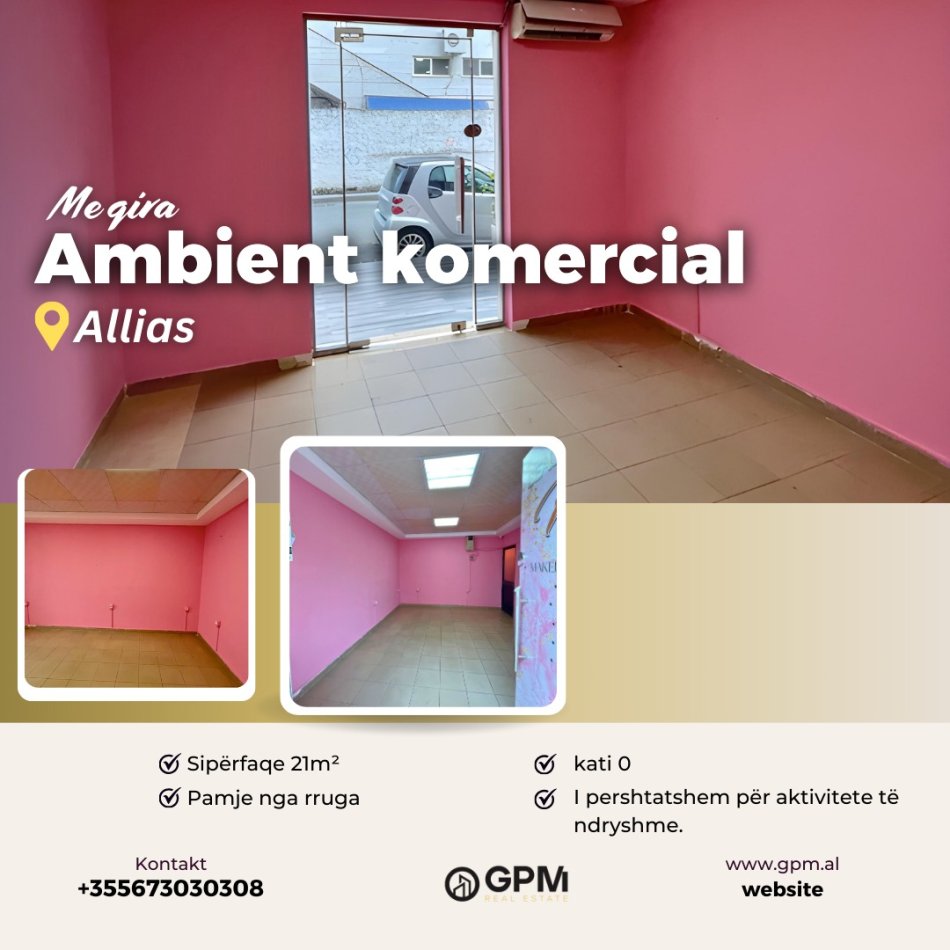Tirane, jepet me qera dyqan Kati 0, 21 m² 250 € (Allias)