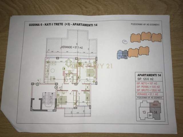 Tirane, shitet Penthouse 3+1 Kati 4, 178 m² 210.000 Euro (Kopshti Botanik)