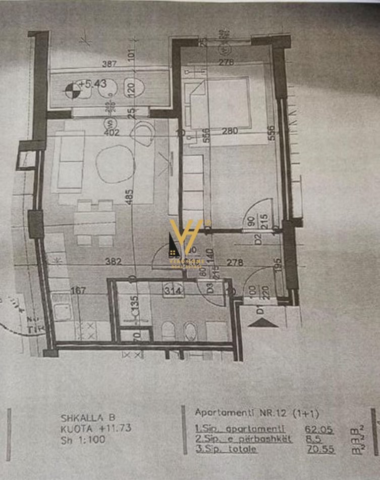 Tirane, shitet apartament 1+1+Ballkon Kati 3, 70 m² 95.175 € (KODRA E PRIFTIT)