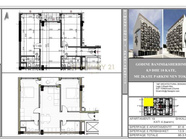 Tirane, shitet apartament 2+1 Kati 4, 96 m² 95.000 Euro (Rruga Telo Ndini)